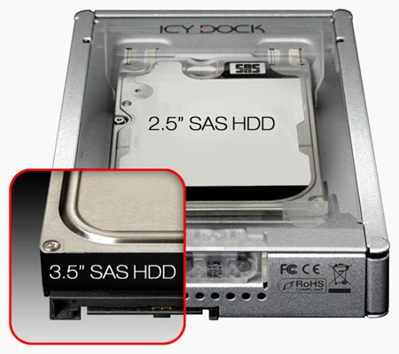 C помощью ICY DOCK MB982IP-1S-1 можно увеличить размеры накопителя с интерфейсом SAS или SATA 